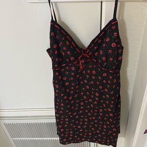 black dress with roses